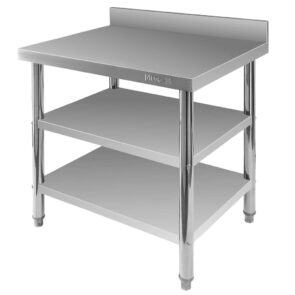 Zdjęcie produktu: Stół gastronomiczny ze stali nierdzewnej przyścienny z 2 półkami Mega-M X STANDARD 80x70x85 cm