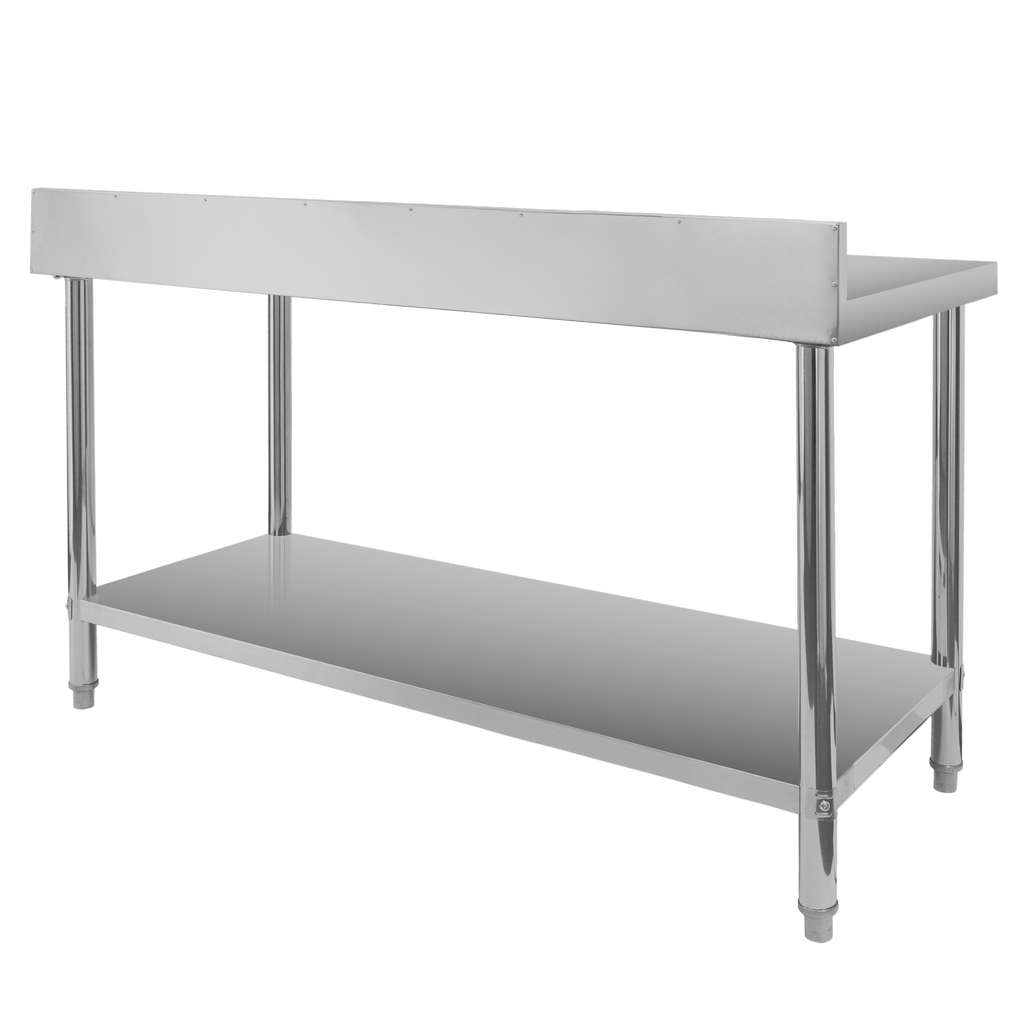 Stół gastronomiczny ze stali nierdzewnej przyścienny z półką Mega-M X STANDARD 150x60x85 cm tył