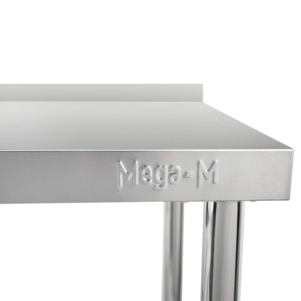Stół gastronomiczny ze stali nierdzewnej przyścienny z półką Mega-M X STANDARD 150x60x85 cm detal