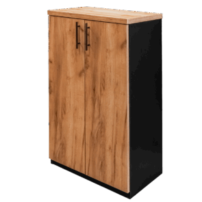 Zdjęcie produktu: Szafka biurowa na segregatory Mega-M L-70 cm G-35 cm H-120cm dąb kraft/czarny