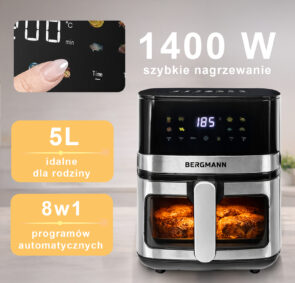 Zdjęcie produktu: Frytkownica beztłuszczowa Air Fryer BERGMANN YA kosz 5L 1400W