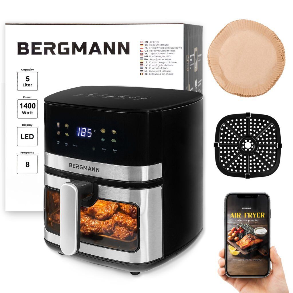 Frytkownica beztłuszczowa Air Fryer BERGMANN YA kosz 5L 1400W