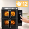 Frytkownica beztłuszczowa Air Fryer BERGMANN YI dwa kosze 2x5,5L 2800W książka kucharska w zestawie