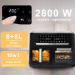 Zdjęcie produktu: Frytkownica beztłuszczowa Air Fryer BERGMANN YO dwa kosze 6L+8L 2800W rękawica kuchenna w zestawie