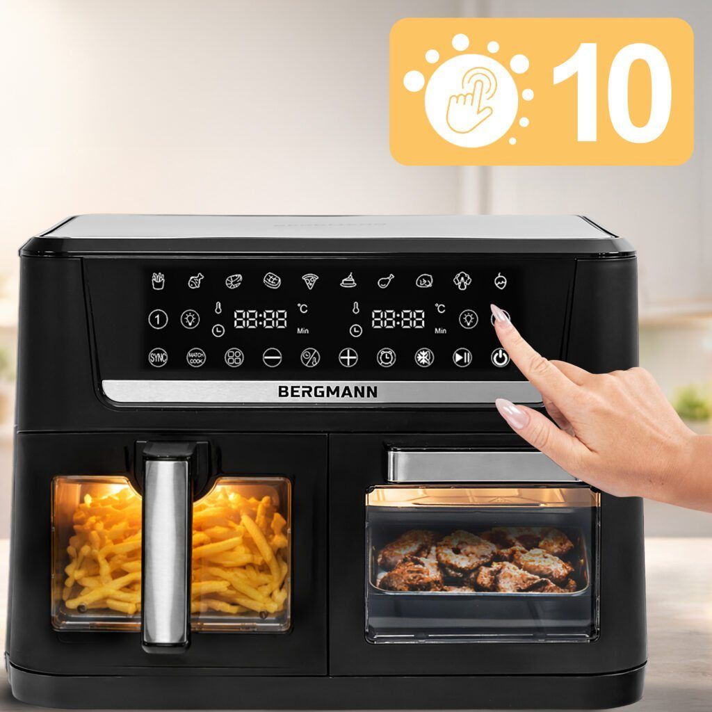 Frytkownica beztłuszczowa Air Fryer BERGMANN YO dwa kosze 6L+8L 2800W