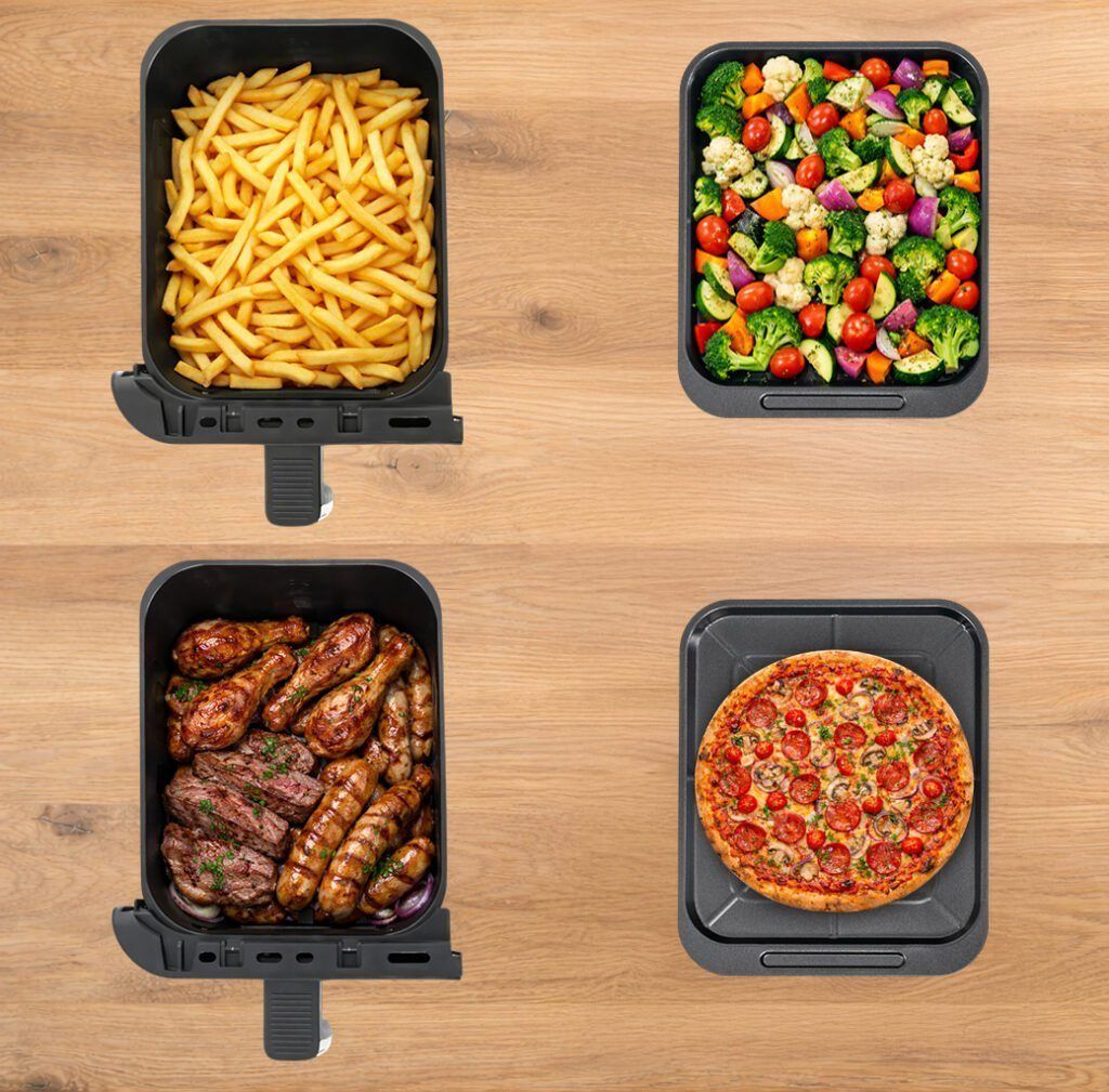 Frytkownica beztłuszczowa Air Fryer BERGMANN YO dwa kosze 6L+8L 2800W rękawica kuchenna w zestawie