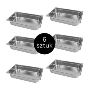 Zdjęcie produktu: Pojemnik GN 1/1 ze stali nierdzewnej Mega-M 53×32,5×10 cm zestaw 6 szt.