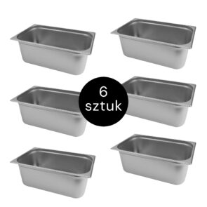 Zdjęcie produktu: Pojemnik GN 1/1 ze stali nierdzewnej Mega-M 53×32,5×20 cm zestaw 6 szt.