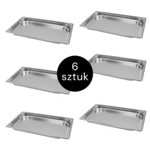 Zdjęcie produktu: Pojemnik GN 1/1 ze stali nierdzewnej Mega-M 53×32,5×4 cm zestaw 6 szt.