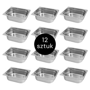 Zdjęcie produktu: Pojemnik GN 1/2 ze stali nierdzewnej Mega-M 32,5×26,5x10cm zestaw 12 szt.