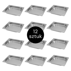 Zdjęcie produktu: Pojemnik GN 1/2 ze stali nierdzewnej Mega-M 32,5×26,5x4cm zestaw 12 szt.