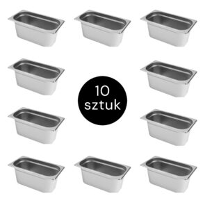 Zdjęcie produktu: Pojemnik GN 1/3 ze stali nierdzewnej Mega-M 32,5×17,6x15cm zestaw 10 szt.