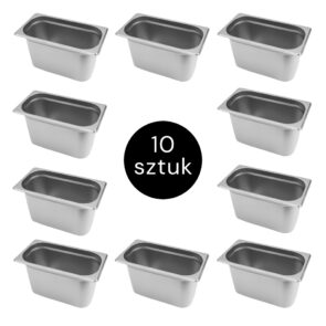 Zdjęcie produktu: Pojemnik GN 1/3 ze stali nierdzewnej Mega-M 32,5×17,6x20cm zestaw 10 szt.