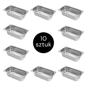Zdjęcie produktu: Pojemnik GN 1/3 ze stali nierdzewnej Mega-M 32,5×17,6×10 cm zestaw 10 szt.