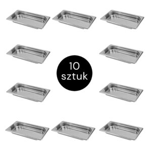 Zdjęcie produktu: Pojemnik GN 1/3 ze stali nierdzewnej Mega-M 32,5×17,6×4 cm zestaw 10 szt.