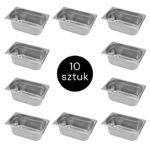 Zdjęcie produktu: Pojemnik GN 1/4 ze stali nierdzewnej Mega-M 26,5×16,2x15cm zestaw 10 szt.
