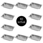 Zdjęcie produktu: Pojemnik GN 1/4 ze stali nierdzewnej Mega-M 26,5×16,2x4cm zestaw 10 szt.