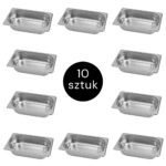 Zdjęcie produktu: Pojemnik GN 1/4 ze stali nierdzewnej Mega-M 26,5×16,2×6,5cm zestaw 10 szt.