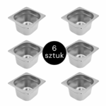 Zdjęcie produktu: Pojemnik GN 1/6 ze stali nierdzewnej Mega-M 17,6×16,2×10 cm zestaw 6 szt.