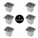 Zdjęcie produktu: Pojemnik GN 1/6 ze stali nierdzewnej Mega-M 17,6×16,2×15 cm zestaw 6 szt.