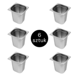 Zdjęcie produktu: Pojemnik GN 1/6 ze stali nierdzewnej Mega-M 17,6×16,2×20 cm zestaw 6 szt.