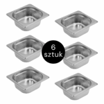 Zdjęcie produktu: Pojemnik GN 1/6 ze stali nierdzewnej Mega-M 17,6×16,2×6,5 cm zestaw 6 szt.