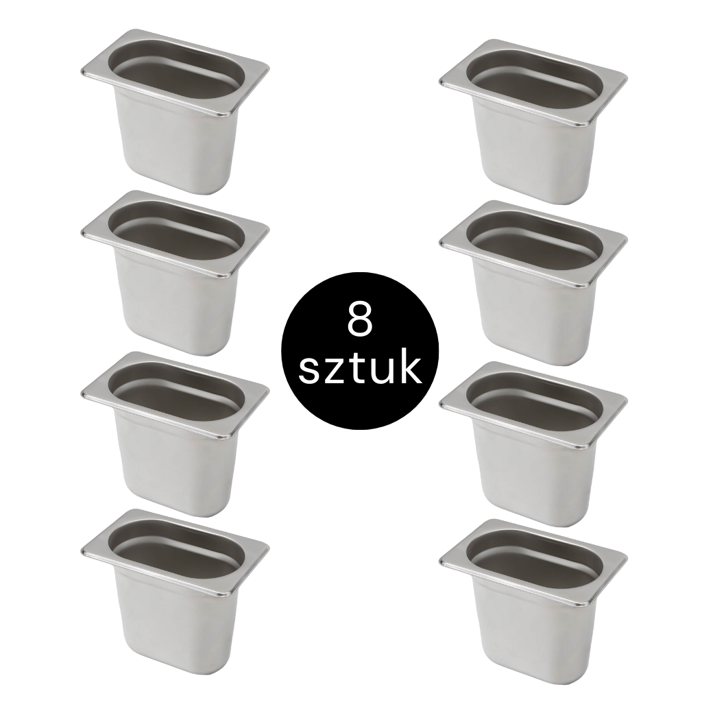 zestaw pojemników GN, pojemnik gastronomiczny stal nierdzewna, wyposażenie kuchni gastronomicznej, pojemniki do cateringu, pojemnik gastronomiczny nierdzewny