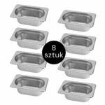 Zdjęcie produktu: Pojemnik GN 1/9 ze stali nierdzewnej Mega-M 17,6×10,8×6,5 cm zestaw 8 szt.