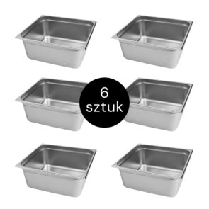 Zdjęcie produktu: Pojemnik GN 2/3 ze stali nierdzewnej Mega-M 35,3×32,5×15 cm zestaw 6 szt.
