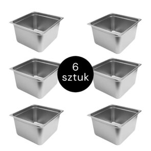 Zdjęcie produktu: Pojemnik GN 2/3 ze stali nierdzewnej Mega-M 35,3×32,5×20 cm zestaw 6 szt.