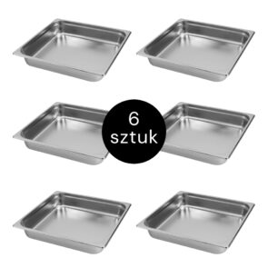 Zdjęcie produktu: Pojemnik GN 2/3 ze stali nierdzewnej Mega-M 35,3×32,5×6,5cm zestaw 6 szt.