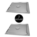 Zdjęcie produktu: Pokrywka do GN 2/1 ze stali nierdzewnej Mega-M 65×53 cm z wycięciem na chochlę zestaw 2 szt.