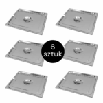 Zdjęcie produktu: Pokrywka do GN 2/3 ze stali nierdzewnej Mega-M 35,3×32,5 cm z wycięciem na chochlę zestaw 6 szt.