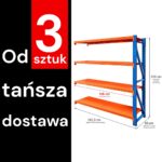 Zdjęcie produktu: Regał metalowy magazynowy 4-półkowy Mega-M FORTIS LIGHT H-200 cm L-192,5 cm G-60 cm moduł dostawny WYSYŁKA PALETOWA