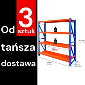 Zdjęcie produktu: Regał metalowy magazynowy 4-półkowy Mega-M FORTIS LIGHT H-200 cm L-200 cm G-60 cm moduł bazowy WYSYŁKA PALETOWA