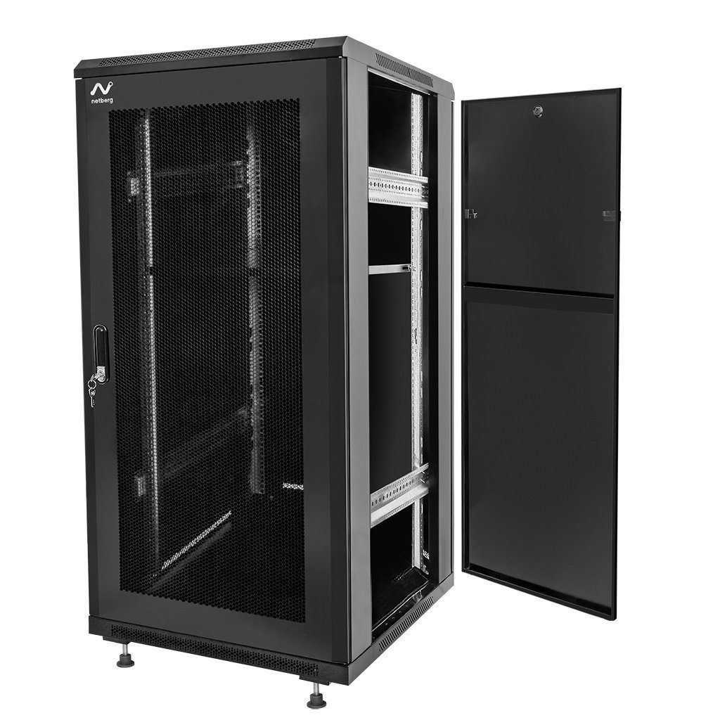 Szafa Rack 19 28U serwerowa na elektronikę NETBERG stojąca , czarna teleinformatyczna 28U