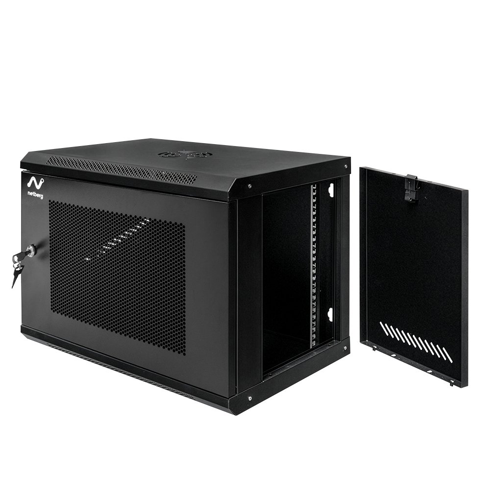 Szafa Rack 19 9U serwerowa na elektronikę NETBERG wisząca 60x40x45cm czarna z drzwiami perforowanymi