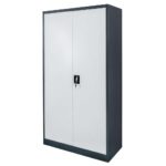 Zdjęcie produktu: Szafa biurowa metalowa na dokumenty FURVERO W-101 G/S pełne drzwi S-90 cm G-40 cm H-185 cm grafitowa szary front
