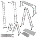 Zdjęcie produktu: Drabina aluminiowa składana przegubowa WERKBERG 4x3 wielofunkcyjna z podestem roboczym