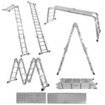 Zdjęcie produktu: Drabina aluminiowa składana przegubowa WERKBERG 4x4 wielofunkcyjna z podestem roboczym