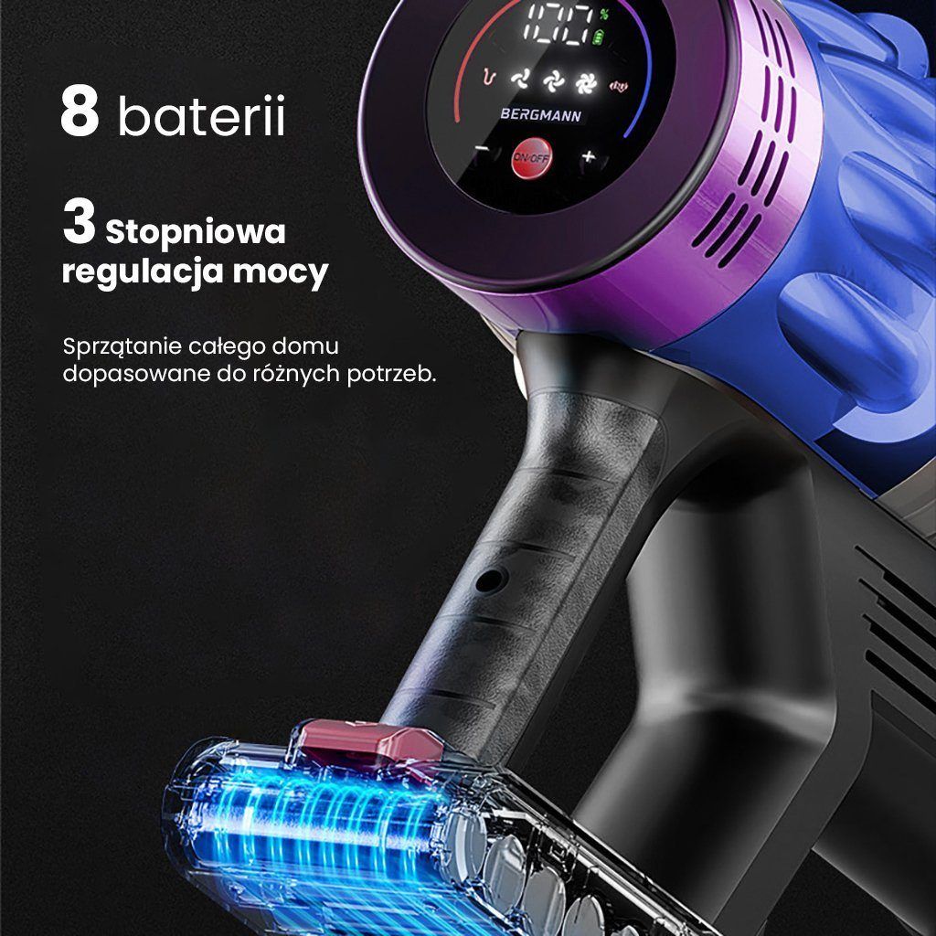 odkurzacz bezprzewodowy BERGMANN PUX 728 650 W, odkurzacz pionowy