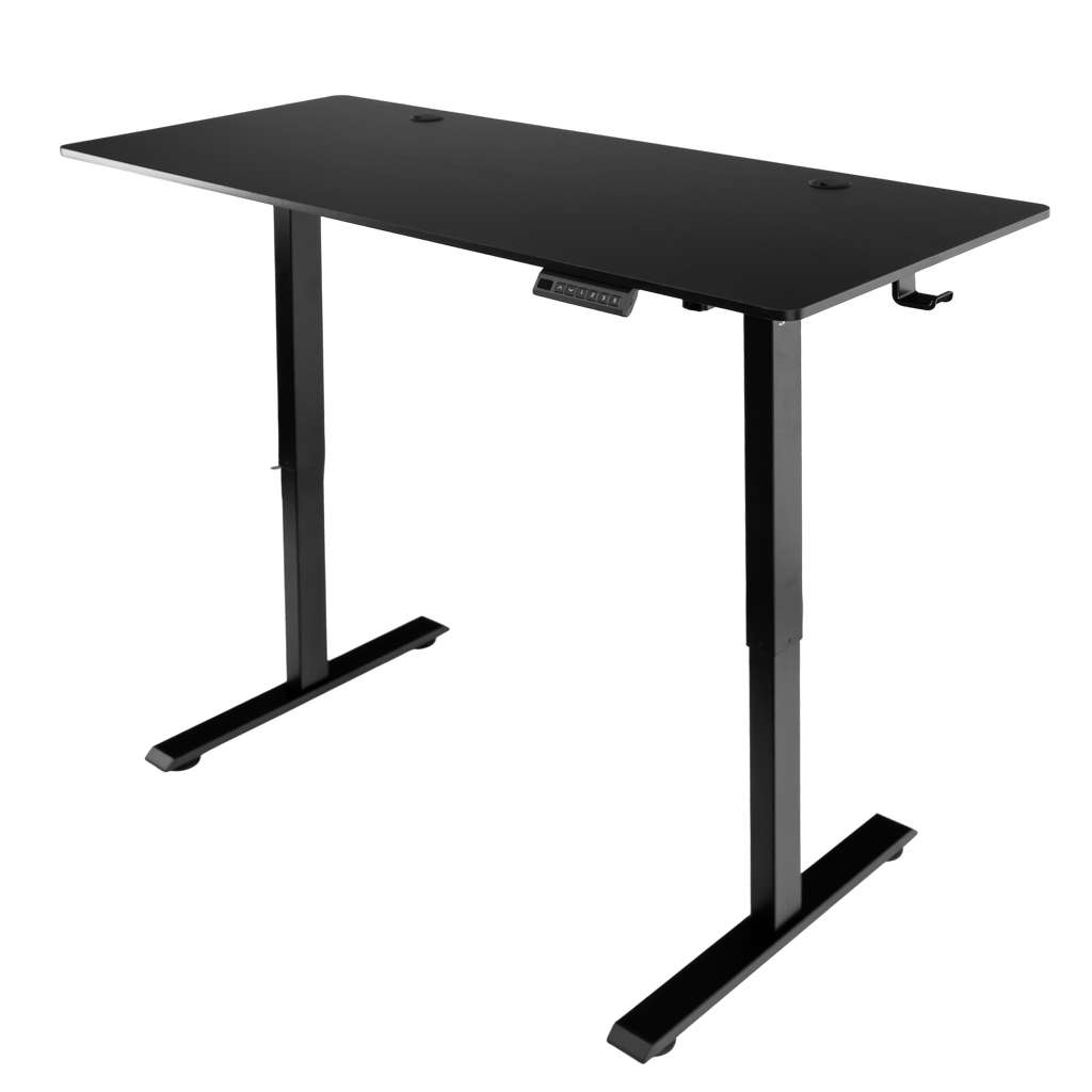 biurko regulowane elektrycznie, biurko z regulacją wysokości, biurko ergonomiczne, biurko czarne, biurko do home office, ciche biurko z silnikiem