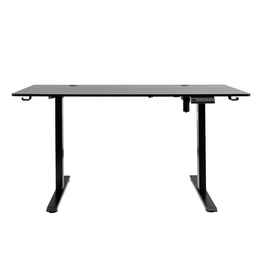 biurko regulowane elektrycznie, biurko z regulacją wysokości, biurko ergonomiczne, biurko czarne, biurko do home office, ciche biurko z silnikiem
