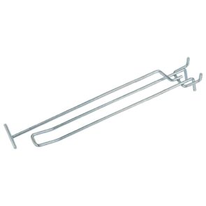 Zdjęcie produktu: Podwójna zawieszka haczyk na tył EURO perforowany Mega-M L-25 cm ⌀4 mm z wysięgnikiem na cenówkę ocynk