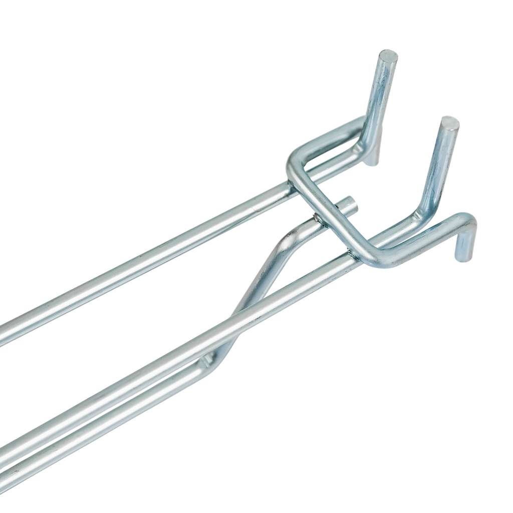 Podwójna zawieszka haczyk na tył EURO perforowany L-30 cm ⌀4 mm z wysięgnikiem na cenówkę ocynk