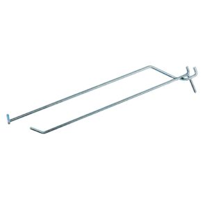 Zdjęcie produktu: Pojedyncza zawieszka haczyk na tył EURO perforowany Mega-M L-25 cm ⌀4 mm z wysięgnikiem na cenówkę ocynk