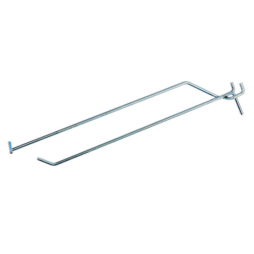 Pojedyncza zawieszka haczyk na tył EURO perforowany L-25 cm ⌀4 mm z wysięgnikiem na cenówkę ocynk