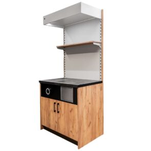 Zdjęcie produktu: Szafka pod ekspres do kawy z półką regulowaną i topperem Mega-M H- 210 cm L- 90 cm G- 63 cm dąb kraft/jasny szary