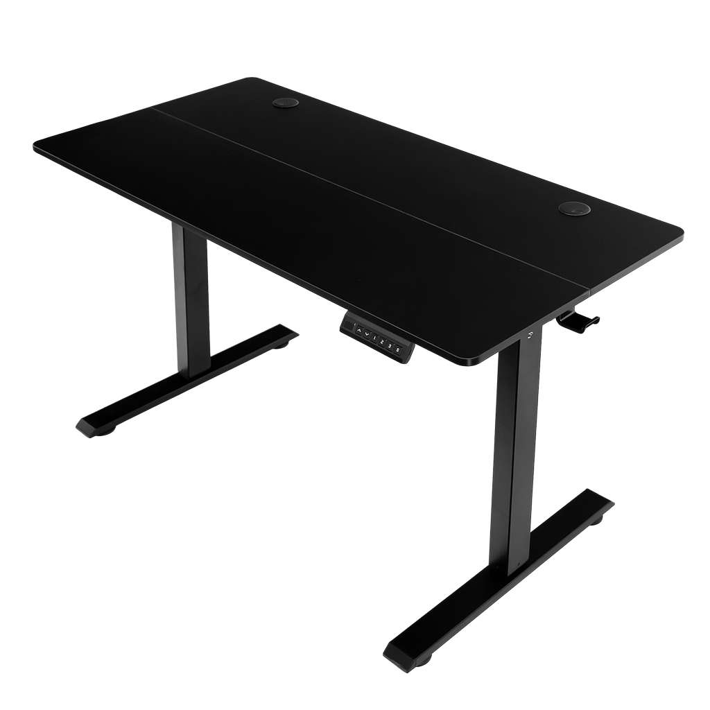 biurko regulowane elektrycznie, biurko z regulacją wysokości, biurko ergonomiczne, biurko czarne, biurko do home office, ciche biurko z silnikiem