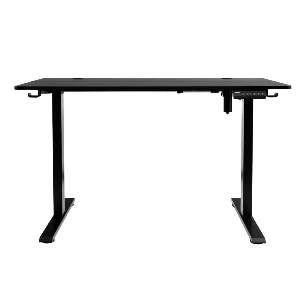 biurko regulowane elektrycznie, biurko z regulacją wysokości, biurko ergonomiczne, biurko czarne, biurko do home office, ciche biurko z silnikiem